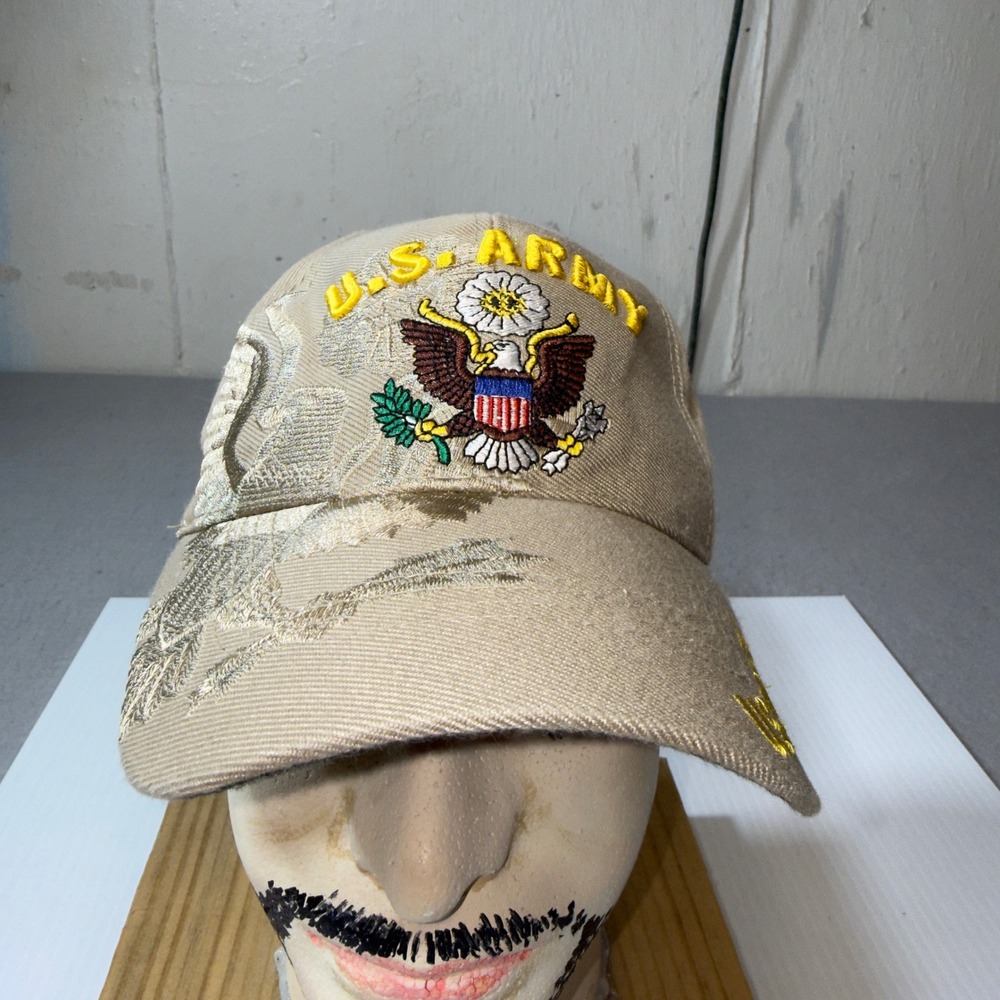 US Army Khaki Tan Embroidered Baseball Hat Adjustable Military Cap CAPS Brand